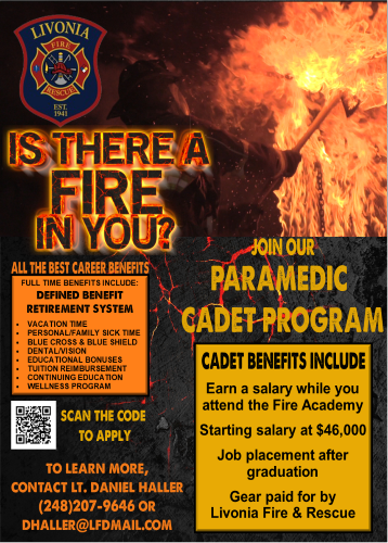 Livonia Fire & Rescue Hiring Flyer 11-1-22