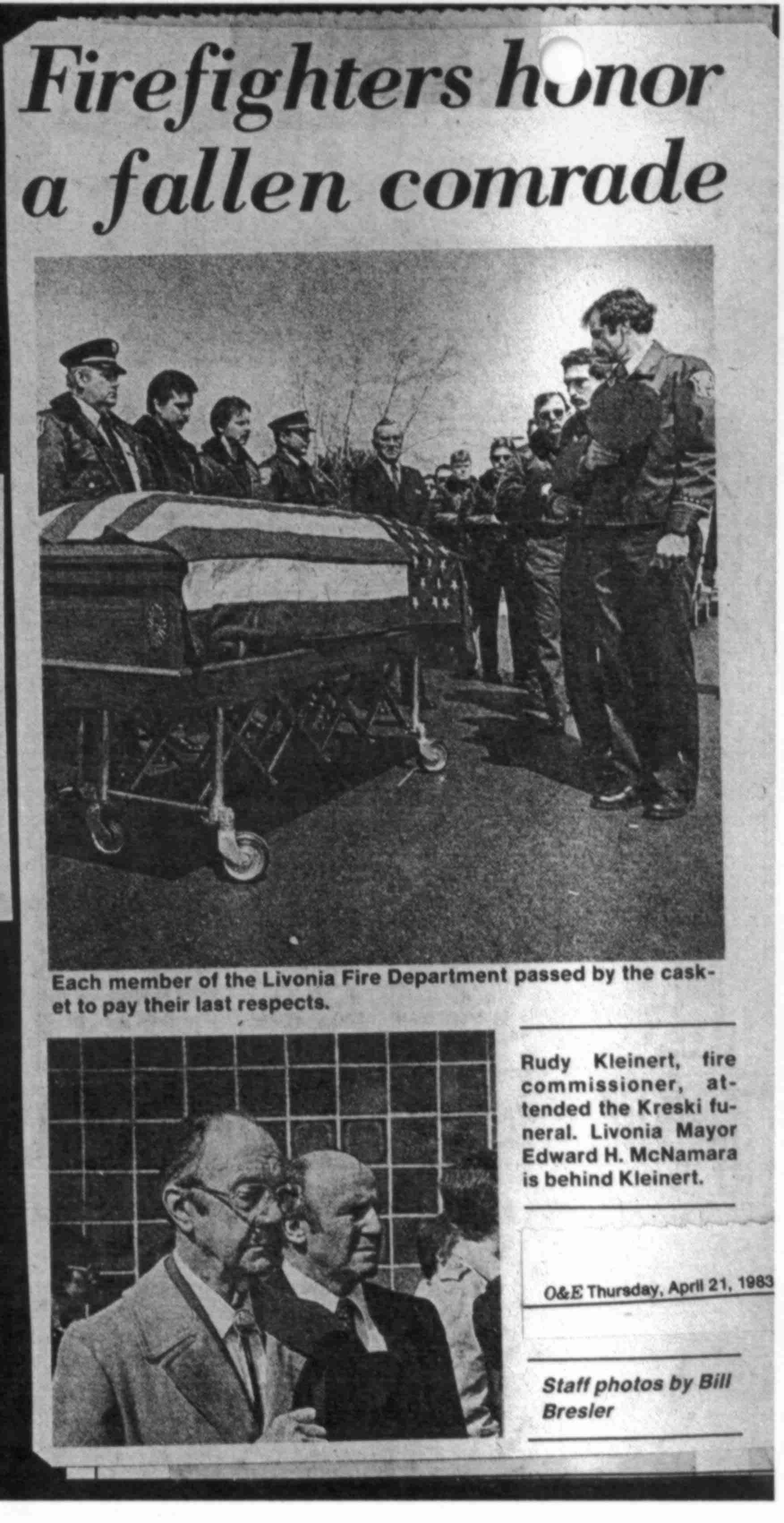 Newspaper Clipping Honoring Gary Kreski