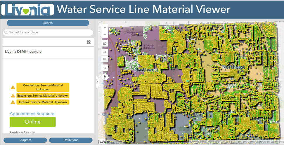 Sample Map of Water Sewer Line Material